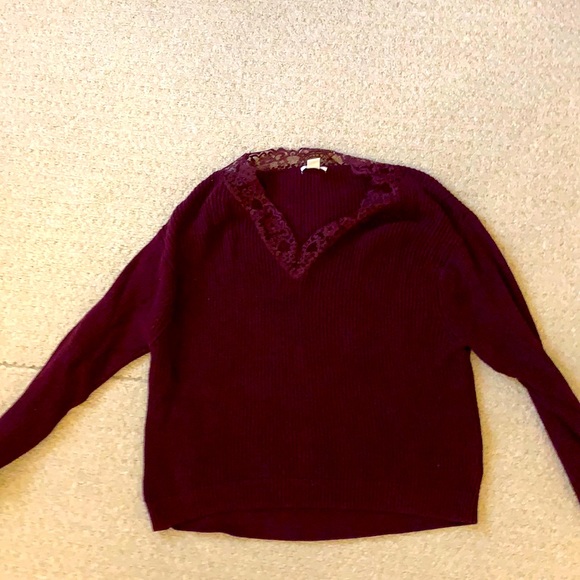 H&M wine coloured sweater with lace detailing - Picture 1 of 1